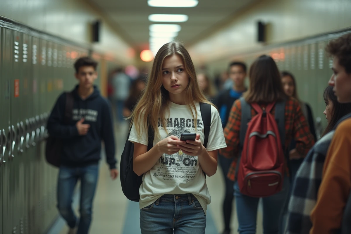 Adolescente dans un couloir d