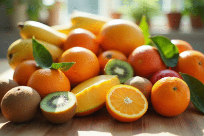 Assortiment de fruits frais et vitaminés sur une table en cuisine
