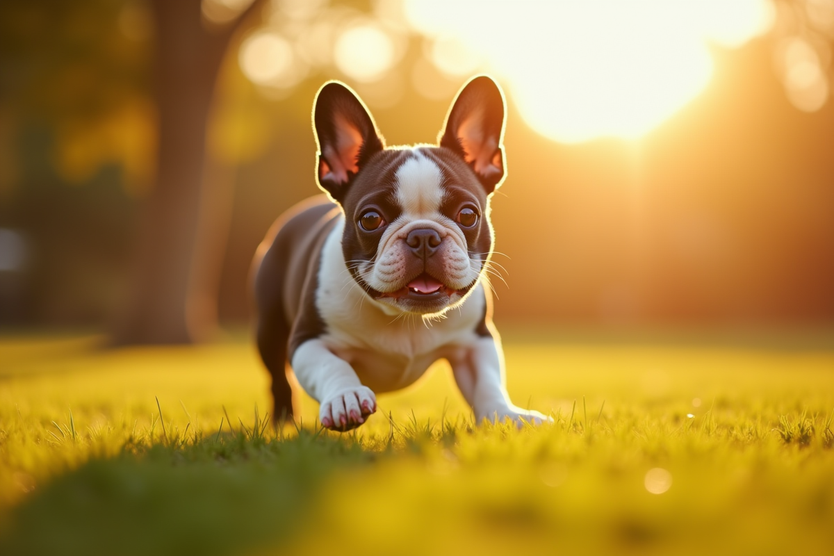 Bulldog français jouant dans l