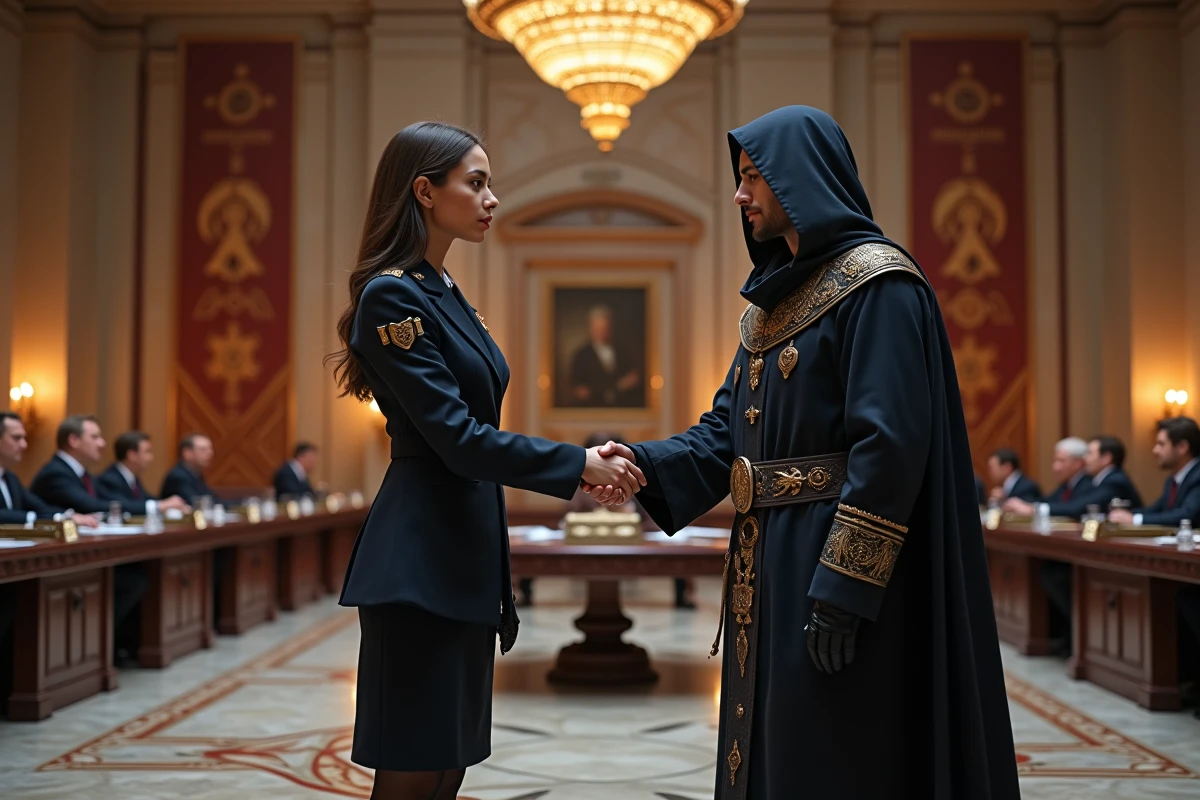 Diplomate femme serrant la main d