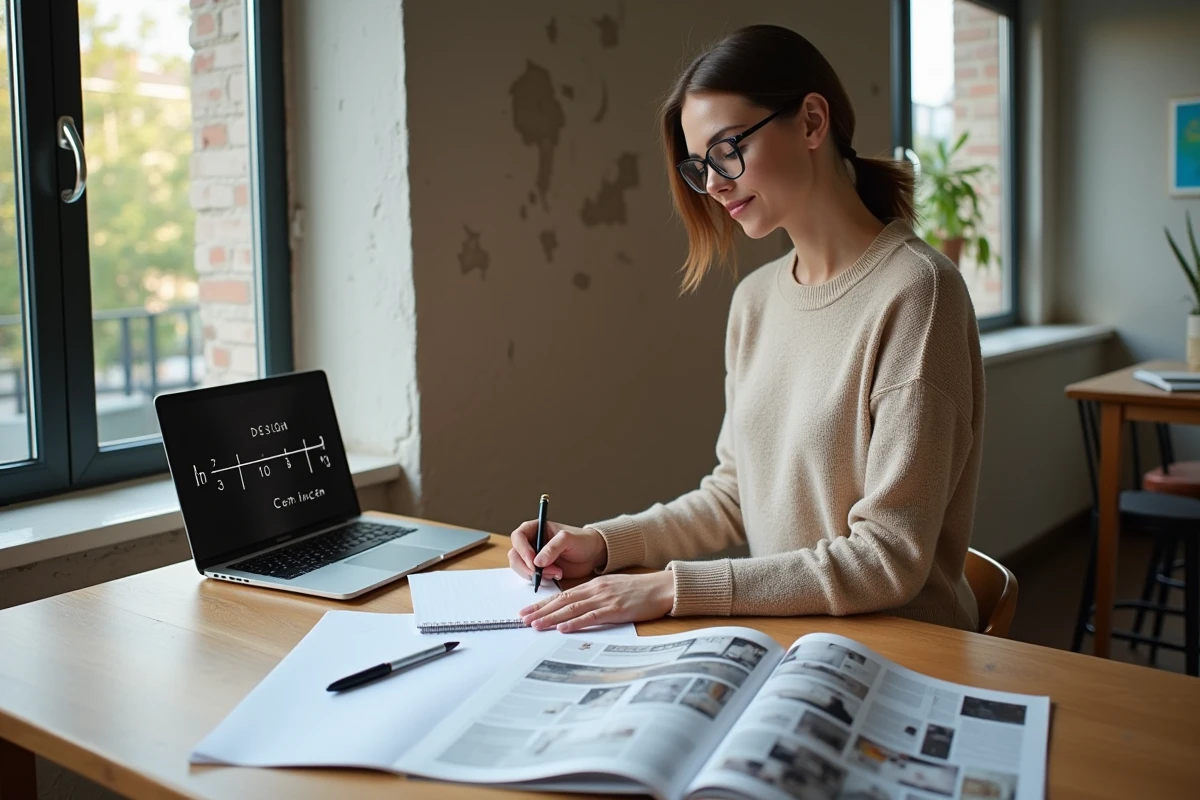 Jeune femme prenant des notes près d