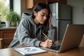Jeune femme assise à la maison en train de dessiner un serpent