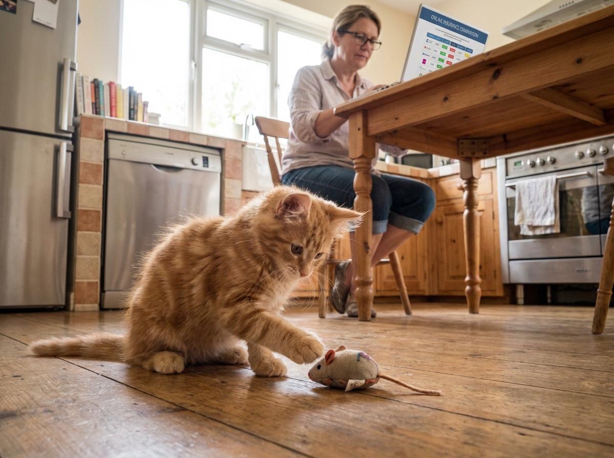 Chaton jouant avec un jouet près d
